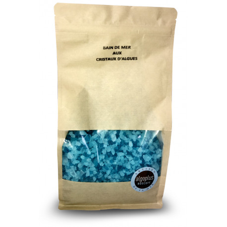 Bain de mer aux cristaux d'algues bleu 1500 g NOUVELLE PRESENTATION EN SACHET KRAFT (fini le plastique)
